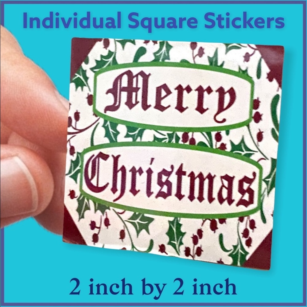 100 (2x2 Inch) Square Stickers, Christmas, High Gloss, Thank You, PRICE IS FIRM - Picture 2 of 6